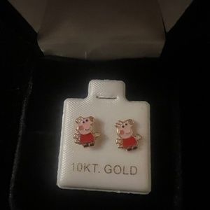 Gold stud earrings
